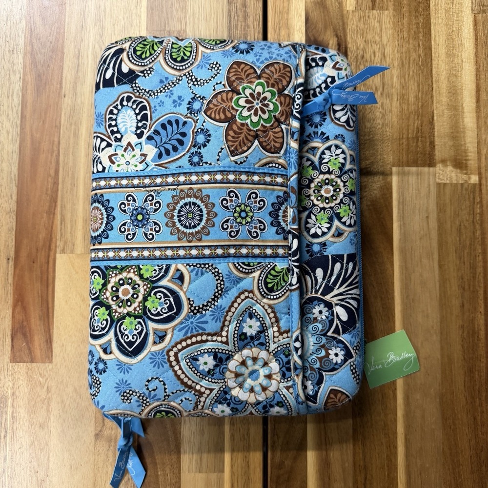 NWT Vera Bradley Bali Blue Mini Laptop Tablet Case Padded 12" X 8.5" Rare